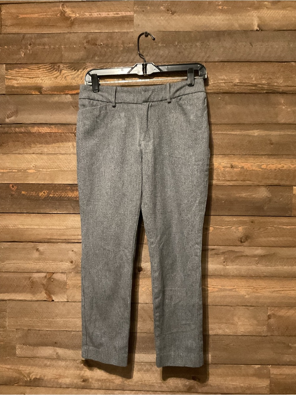 A New Day Pants Women Size 4 Gray Stretch Hook And Eye Straight Fit Crop Trouser